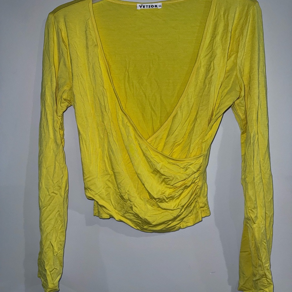 Women's Yellow Wrap Top